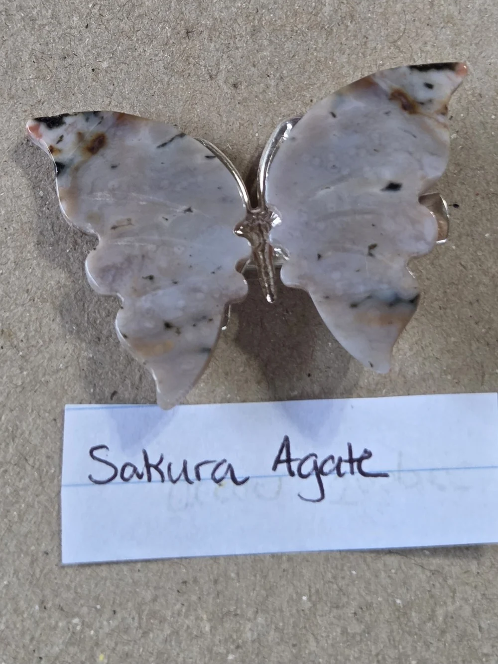 Sakura Agate/Flower Agate/Cherry Blossom Agate Butterfly Clip-Brooch-Hair Access